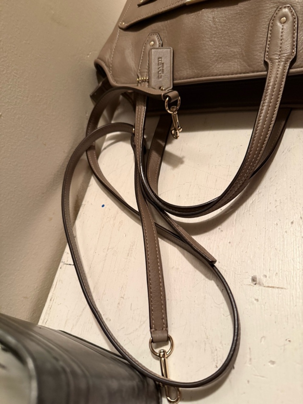 COACH F32944 TAYLOR BETTE TAUPE LEATHER MINI TOTE CROSS-BODY BAG EUC, $258 - Picture 9 of 12